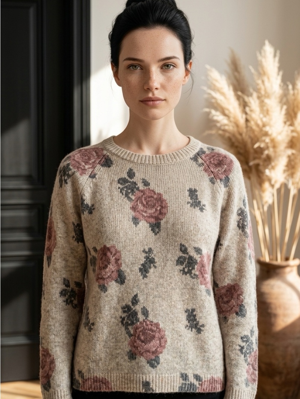 Lucky Brand Kids Sweater - Beige and Pink Floral - Picture 1 of 6
